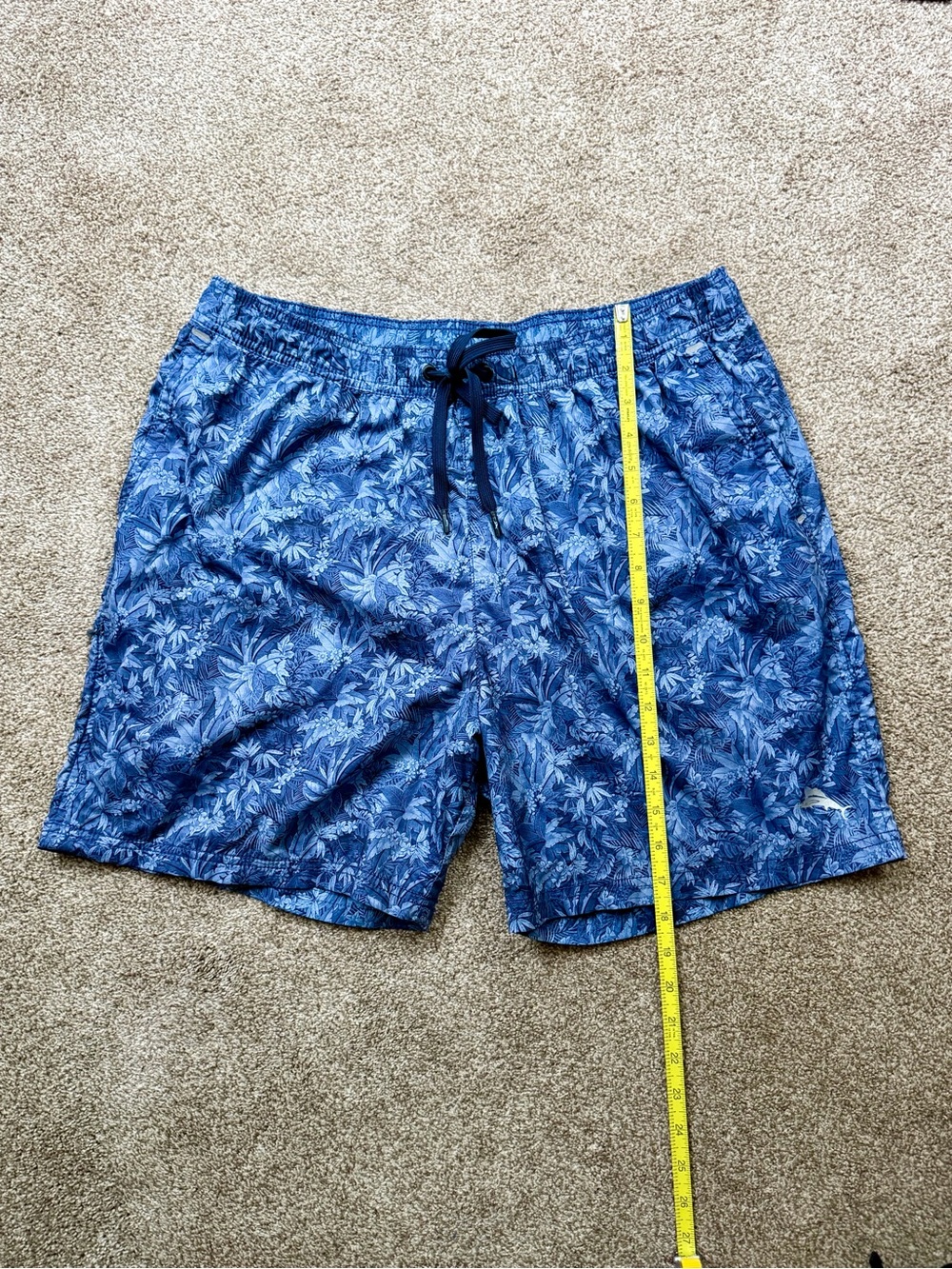 Tommy Bahama Men's Island Active Blue Floral Swim Shorts - LinedDrawstring Waist